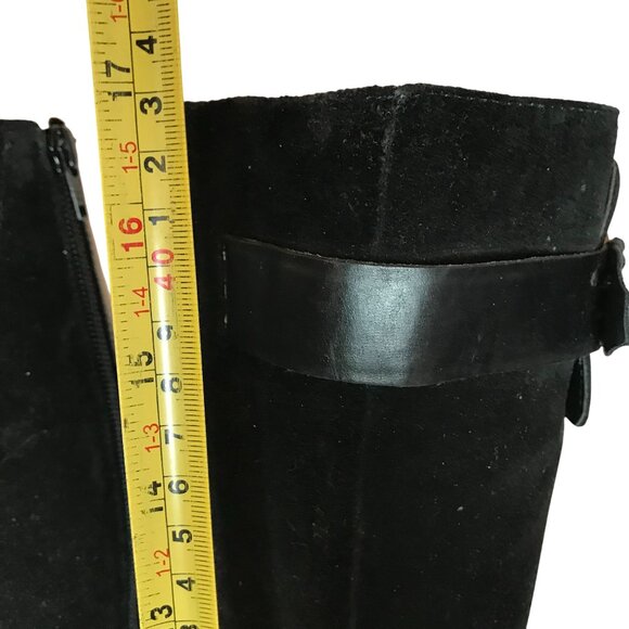 AEROSOLES Wedge Knee HIgh Black Suede Boots Womens 9.5 - Picture 5 of 12